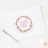 Élégant Happy Mère's Day Floral Wreath Sticker (Enveloppe)