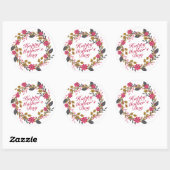 Élégant Happy Mère's Day Floral Wreath Sticker (Feuille)