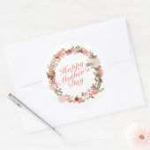 Élégant Happy Mère's Day Floral Wreath Sticker (Enveloppe)