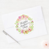 Élégant Happy Mère's Day Floral Wreath Sticker (Enveloppe)
