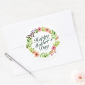 Élégant Happy Mère's Day Floral Wreath Sticker (Enveloppe)