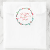 Élégant Happy Mère's Day Floral Wreath Sticker (Sac)