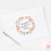 Élégant Happy Mère's Day Floral Wreath Sticker (Enveloppe)