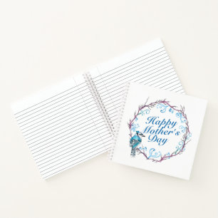 Elegant Happy Moederdag Blue Wreate Notitieboek
