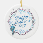 Elegant Happy Moederdag Blue Wreate Ornament (Achterkant)