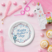 Elegant Happy Moederdag Blue Wreated Paper Bord (Feest)