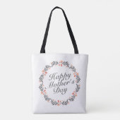Elegant Happy Moederdag Floral Canvas tas (Achterkant)