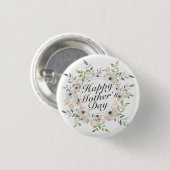 Elegant Happy Moederdag Floral Lijst Button (Voorkant /achterkant)