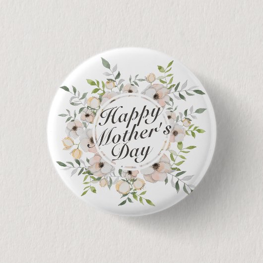 Elegant Happy Moederdag Floral Lijst Button (Voorkant)