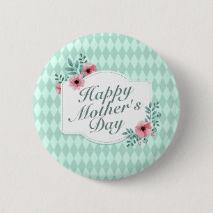 Elegant Happy Moederdag Floral Lijst Button