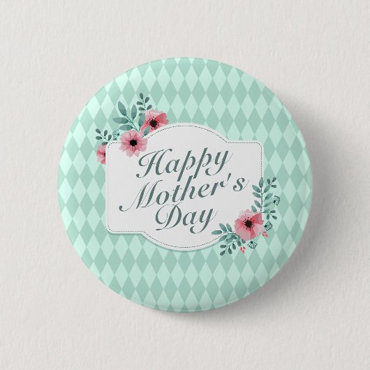 Elegant Happy Moederdag Floral Lijst Button (Voorkant)