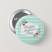 Elegant Happy Moederdag Floral Lijst Button (Voorkant /achterkant)