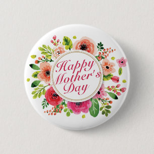 Elegant Happy Moederdag Floral Lijst Button