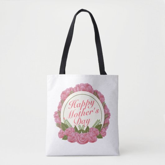 Elegant Happy Moederdag Floral Lijst Canvas tas (Voorkant)