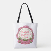 Elegant Happy Moederdag Floral Lijst Canvas tas (Achterkant)