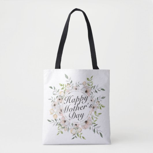 Elegant Happy Moederdag Floral Lijst Canvas tas (Voorkant)