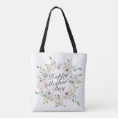 Elegant Happy Moederdag Floral Lijst Canvas tas (Achterkant)