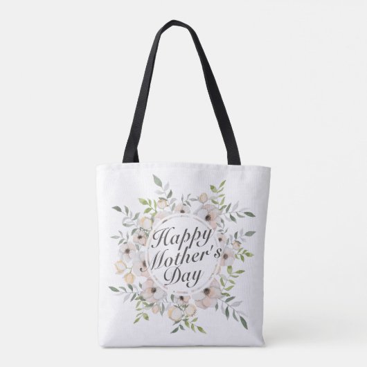 Elegant Happy Moederdag Floral Lijst Canvas tas (Achterkant)