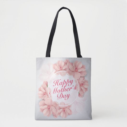Elegant Happy Moederdag Floral Lijst Canvas tas (Voorkant)