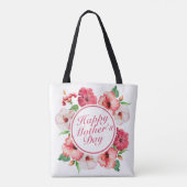 Elegant Happy Moederdag Floral Lijst Canvas tas (Achterkant)