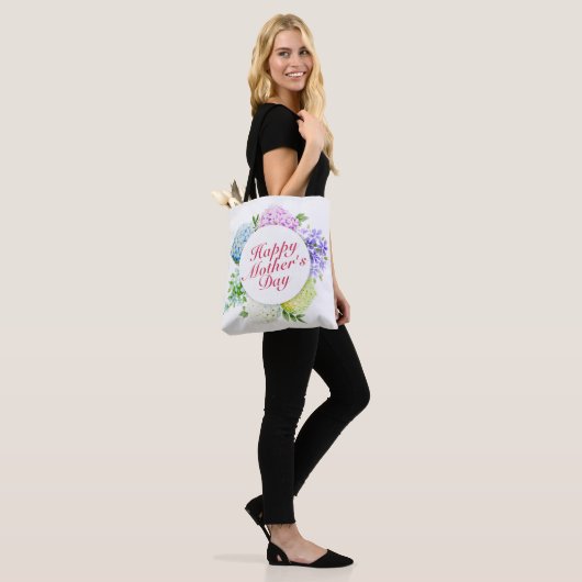 Elegant Happy Moederdag Floral Lijst Canvas tas (Op model)