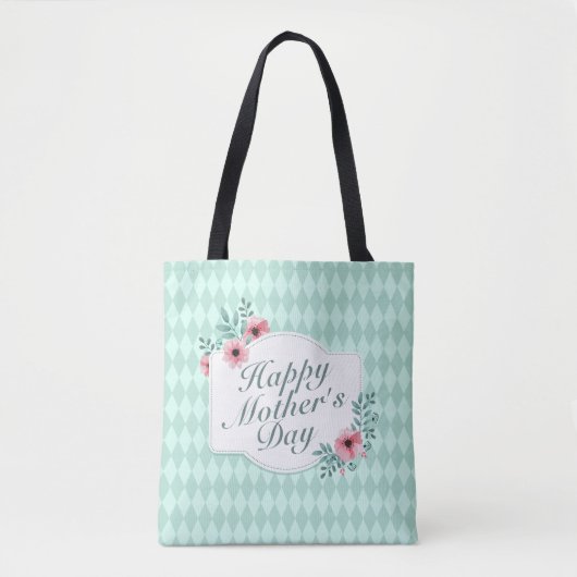 Elegant Happy Moederdag Floral Lijst Canvas tas (Voorkant)