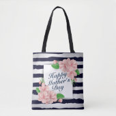 Elegant Happy Moederdag Floral Lijst Canvas tas (Voorkant)