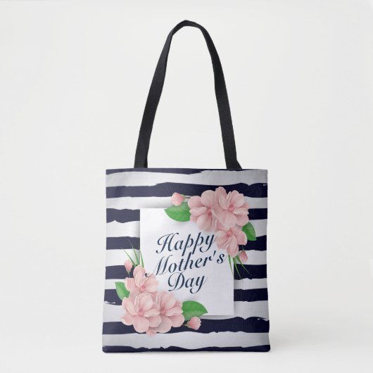 Elegant Happy Moederdag Floral Lijst Canvas tas (Voorkant)