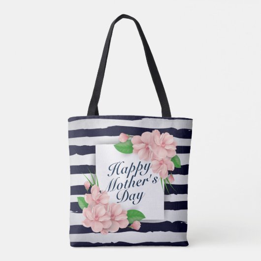 Elegant Happy Moederdag Floral Lijst Canvas tas (Achterkant)
