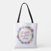 Elegant Happy Moederdag Floral Lijst Canvas tas (Achterkant)