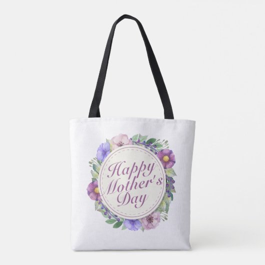 Elegant Happy Moederdag Floral Lijst Canvas tas (Achterkant)
