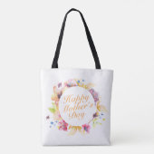 Elegant Happy Moederdag Floral Lijst Canvas tas (Achterkant)
