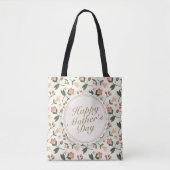 Elegant Happy Moederdag Floral Lijst Canvas tas (Voorkant)