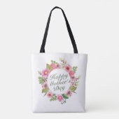 Elegant Happy Moederdag Floral Lijst Canvas tas (Achterkant)