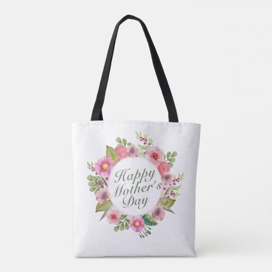 Elegant Happy Moederdag Floral Lijst Canvas tas (Achterkant)