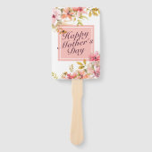 Elegant Happy Moederdag Floral Lijst Hand Fan Handwaaier (Voorkant)