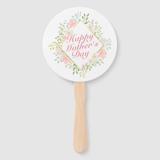 Elegant Happy Moederdag Floral Lijst Hand Fan Handwaaier (Achterkant)