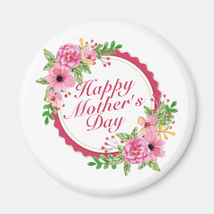 Elegant Happy Moederdag Floral Lijst Magnet Magneet