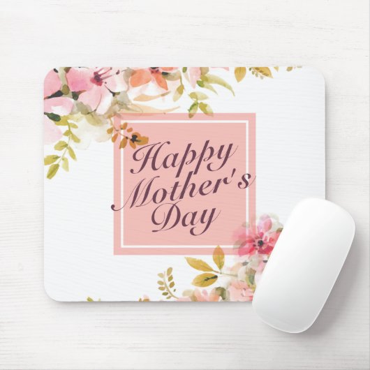 Elegant Happy Moederdag Floral Lijst Mousepad Muismat (Met muis)