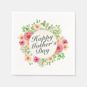 Elegant Happy Moederdag Floral Lijst   Napkin Servet