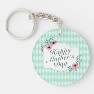 Elegant Happy Moederdag Floral Lijst Sleutelhanger