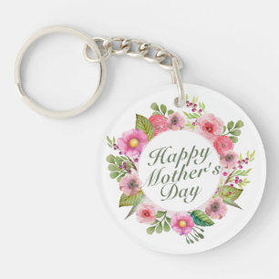 Elegant Happy Moederdag Floral Lijst Sleutelhanger