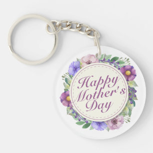 Elegant Happy Moederdag Floral Lijst Sleutelhanger