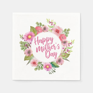 Elegant Happy Moederdag Floral Napkin Servet