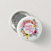 Elegant Happy Moederdag Floral | Pin-Button Ronde Button 3,2 Cm (Voorkant /achterkant)