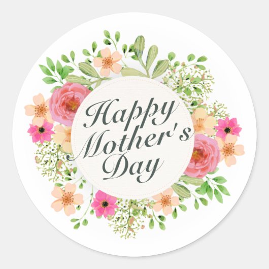 Elegant Happy Moederdag Floral Sticker Seal (Voorkant)