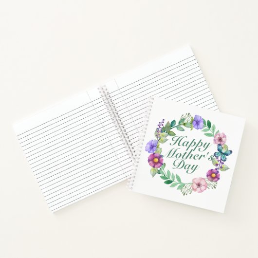 Elegant Happy Moederdag Floral Wreate Notitieboek (Binnen)