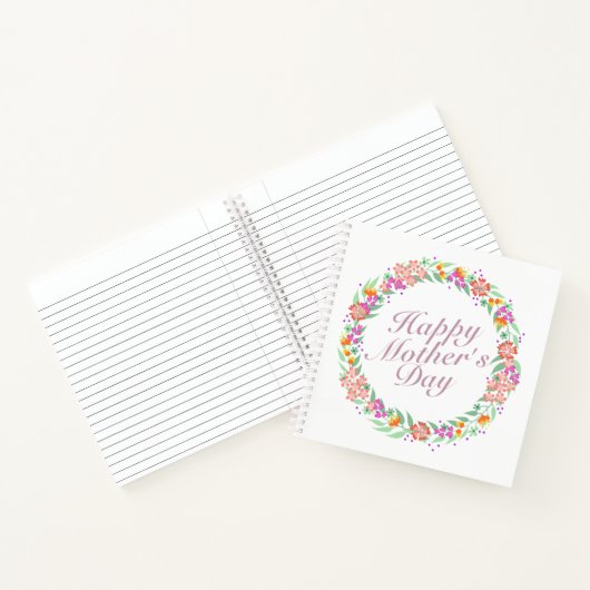 Elegant Happy Moederdag Floral Wreate Notitieboek (Binnen)