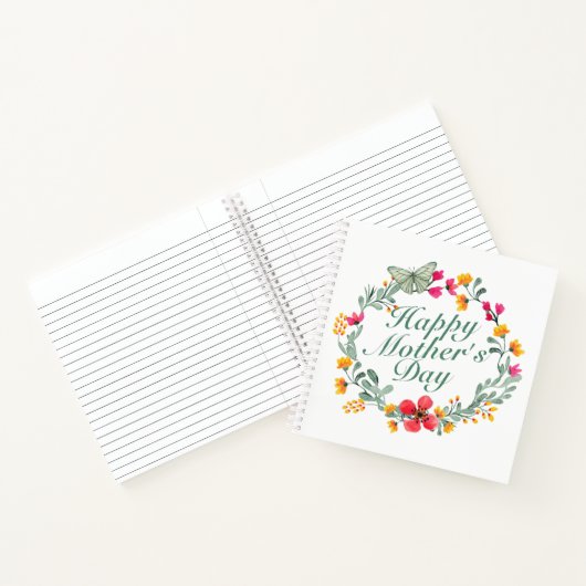 Elegant Happy Moederdag Floral Wreate Notitieboek (Binnen)