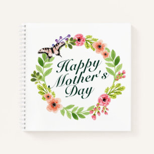 Elegant Happy Moederdag Floral Wreate Notitieboek